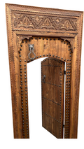 Hand-Carved Moroccan Cedar Wood Door – Arched Rustic Entryway, Statement Home Decor