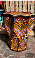 Hand-Painted Moroccan Side Table, Oriental Accent Table, Solid Wood, Handmade Boho Decor