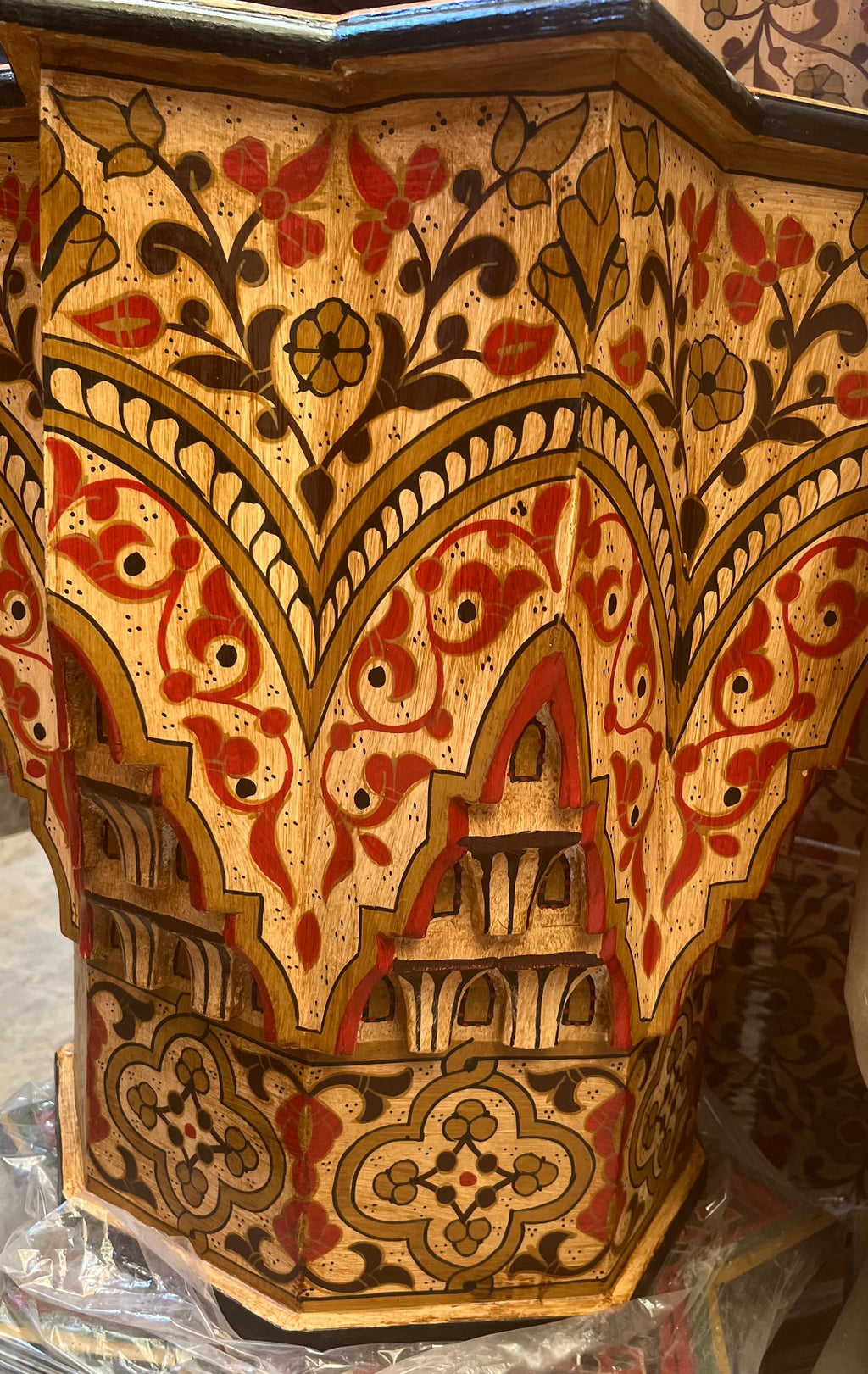 Hand-Painted Moroccan Side Table, Oriental Accent Table, Solid Wood, Handmade Boho Decor