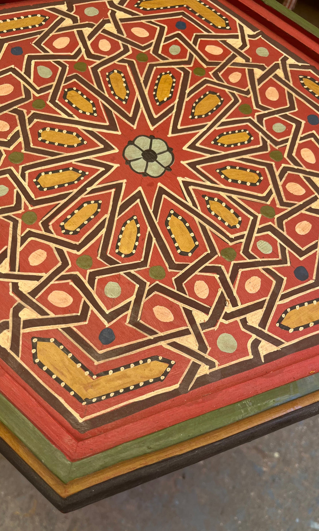 Hand-Painted Moroccan Side Table, Oriental Accent Table, Solid Wood, Handmade Boho Decor