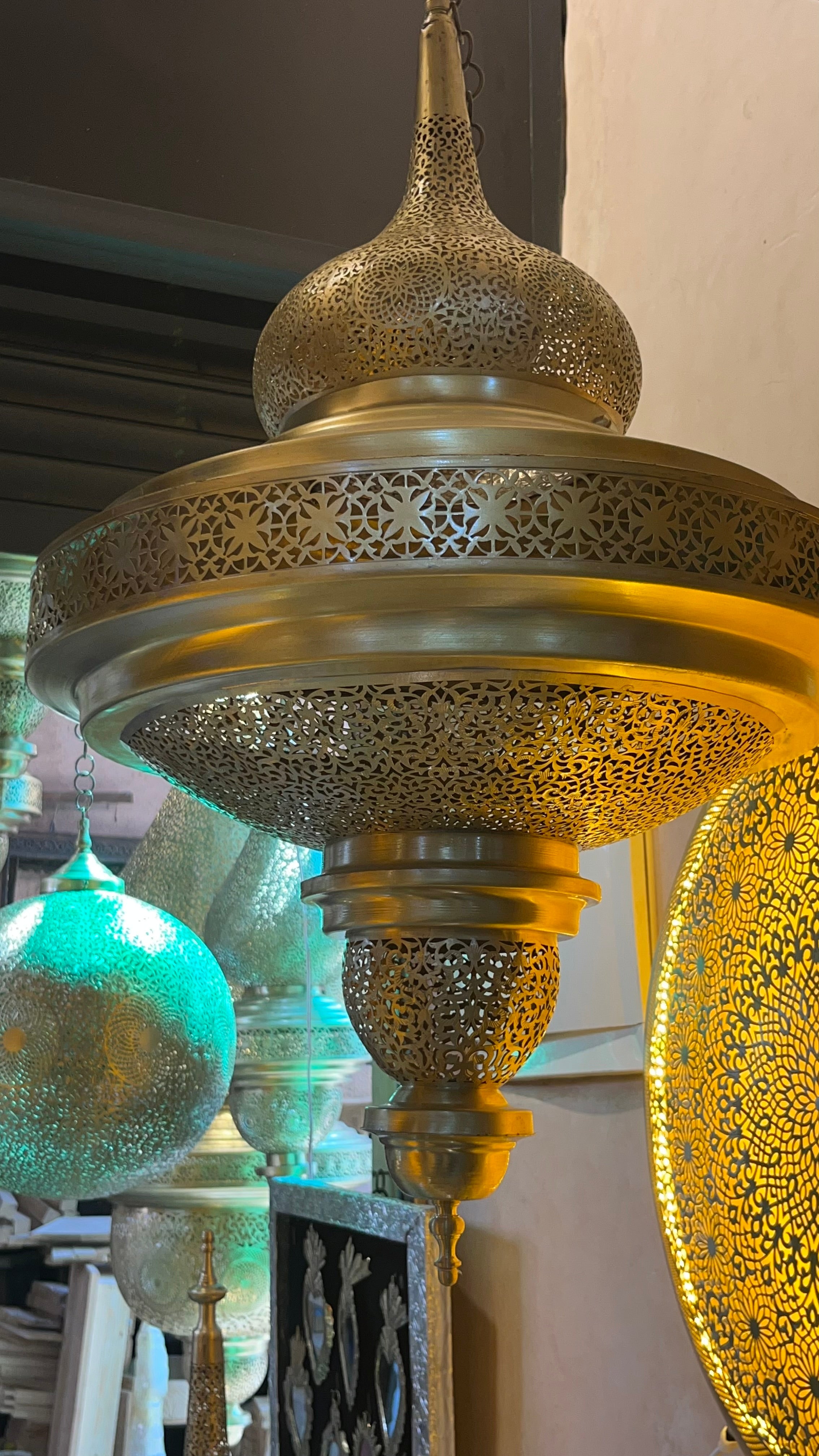 Handmade Moroccan Brass Floor Lamp – Large Pierced Brass Lantern – Bohemian Arabic Lighting – Luxury Home Decor – Artisan Metal Lamp