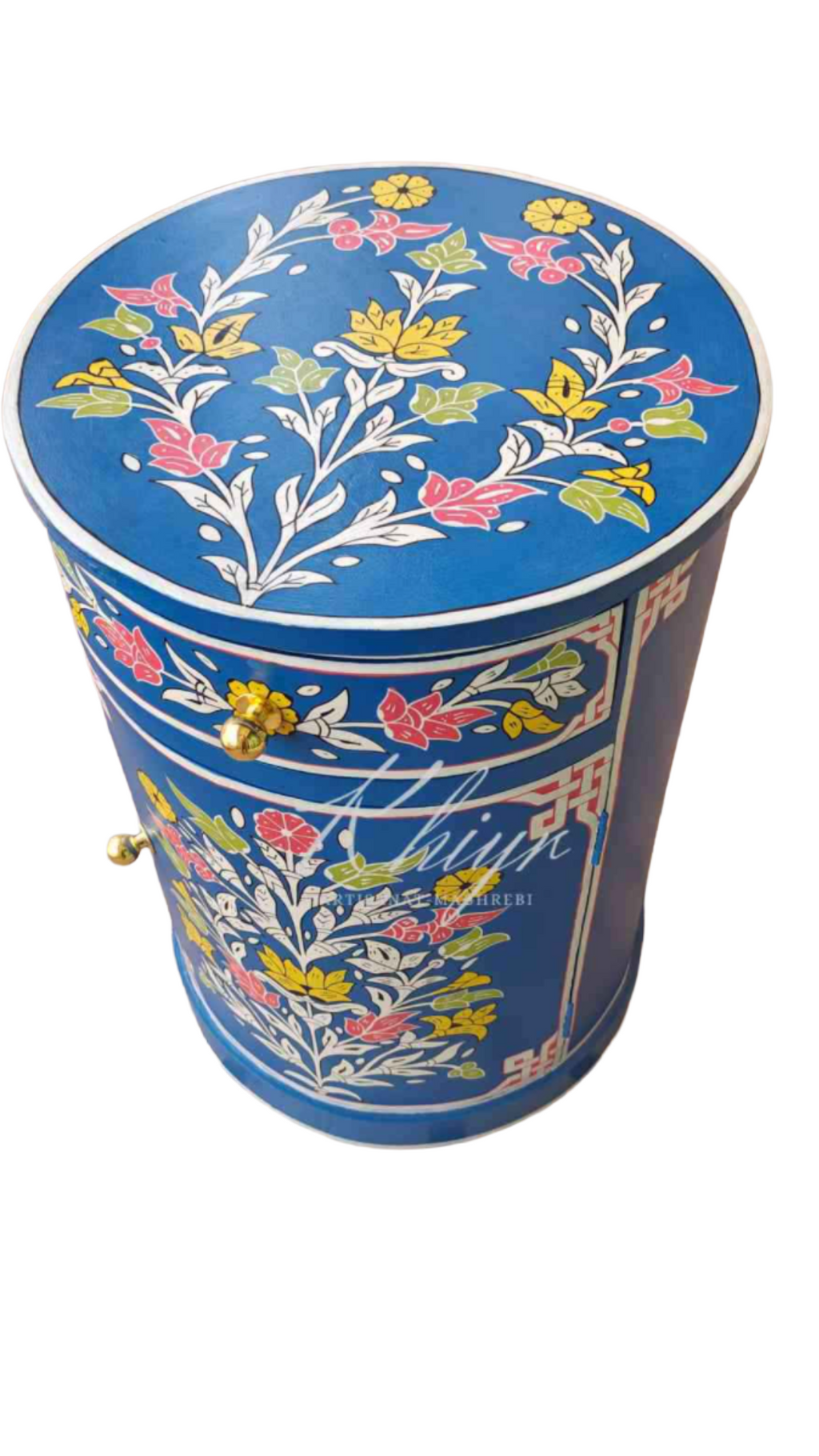 Hand-Painted Moroccan Side Table, Oriental Accent Table, Solid Wood, Handmade Boho Decor