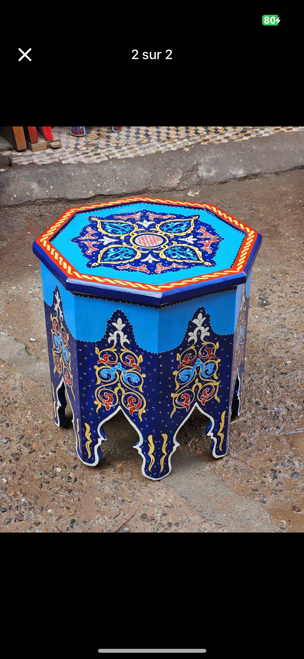 Hand-painted Moroccan side table, oriental side table, solid wood, handmade bohemian decor