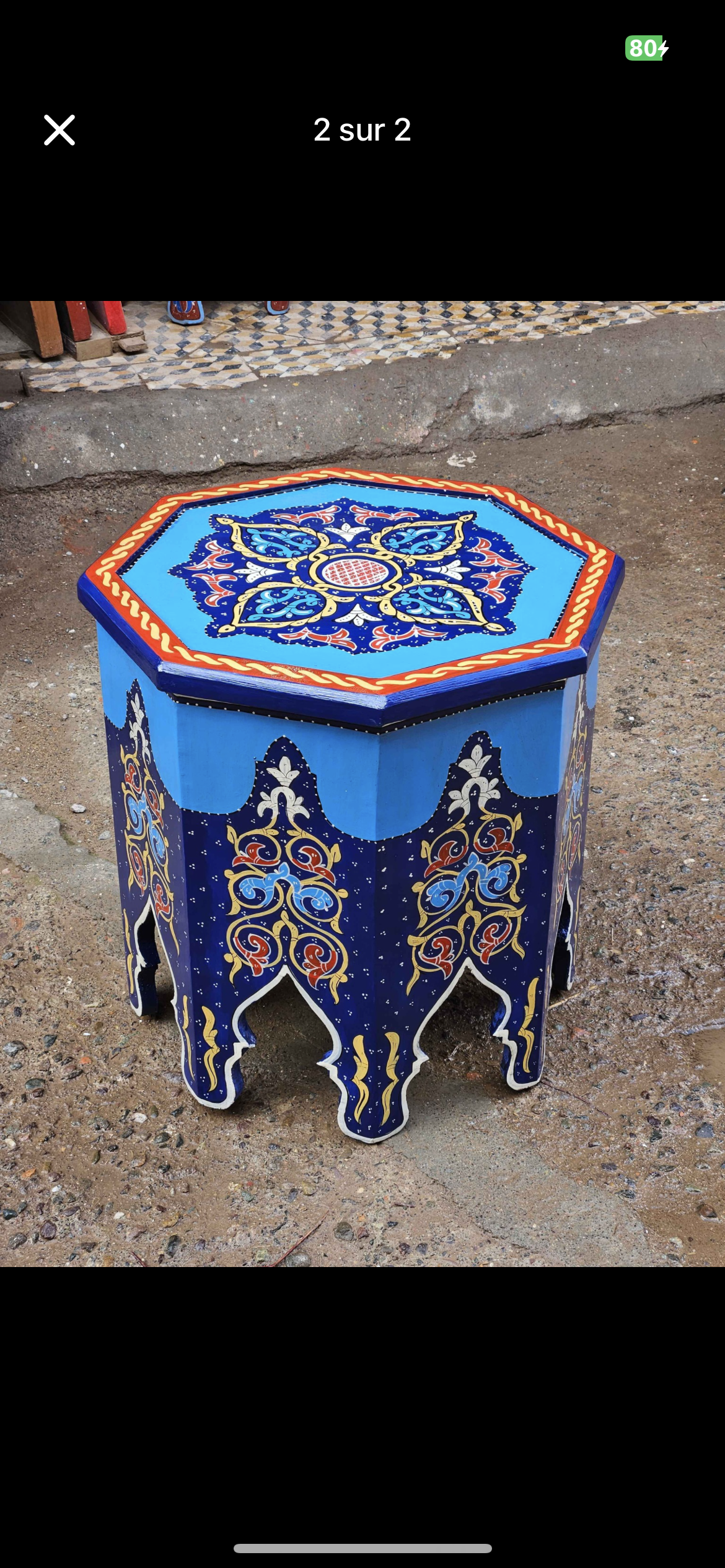 Hand-painted Moroccan side table, oriental side table, solid wood, handmade bohemian decor