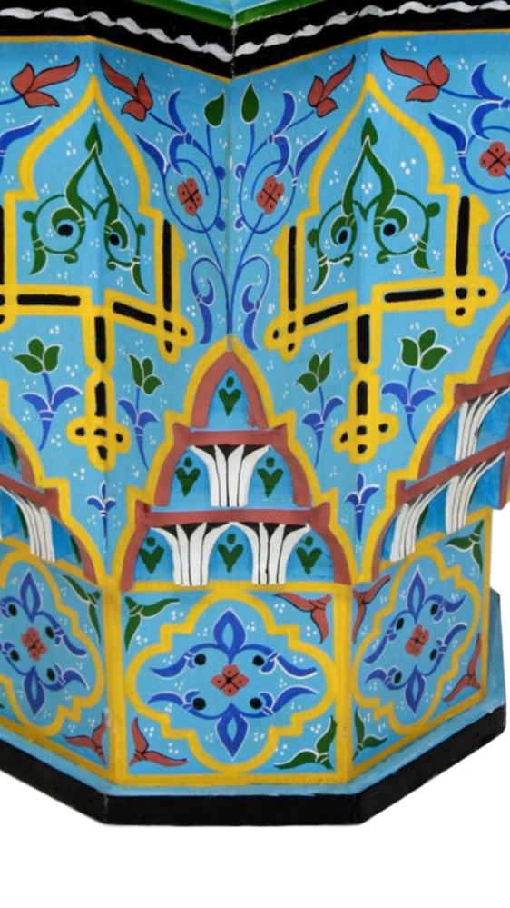 Hand-painted Moroccan side table, oriental side table, solid wood, handmade bohemian decor