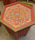 Hand-Painted Moroccan Side Table, Oriental Accent Table, Solid Wood, Handmade Boho Decor