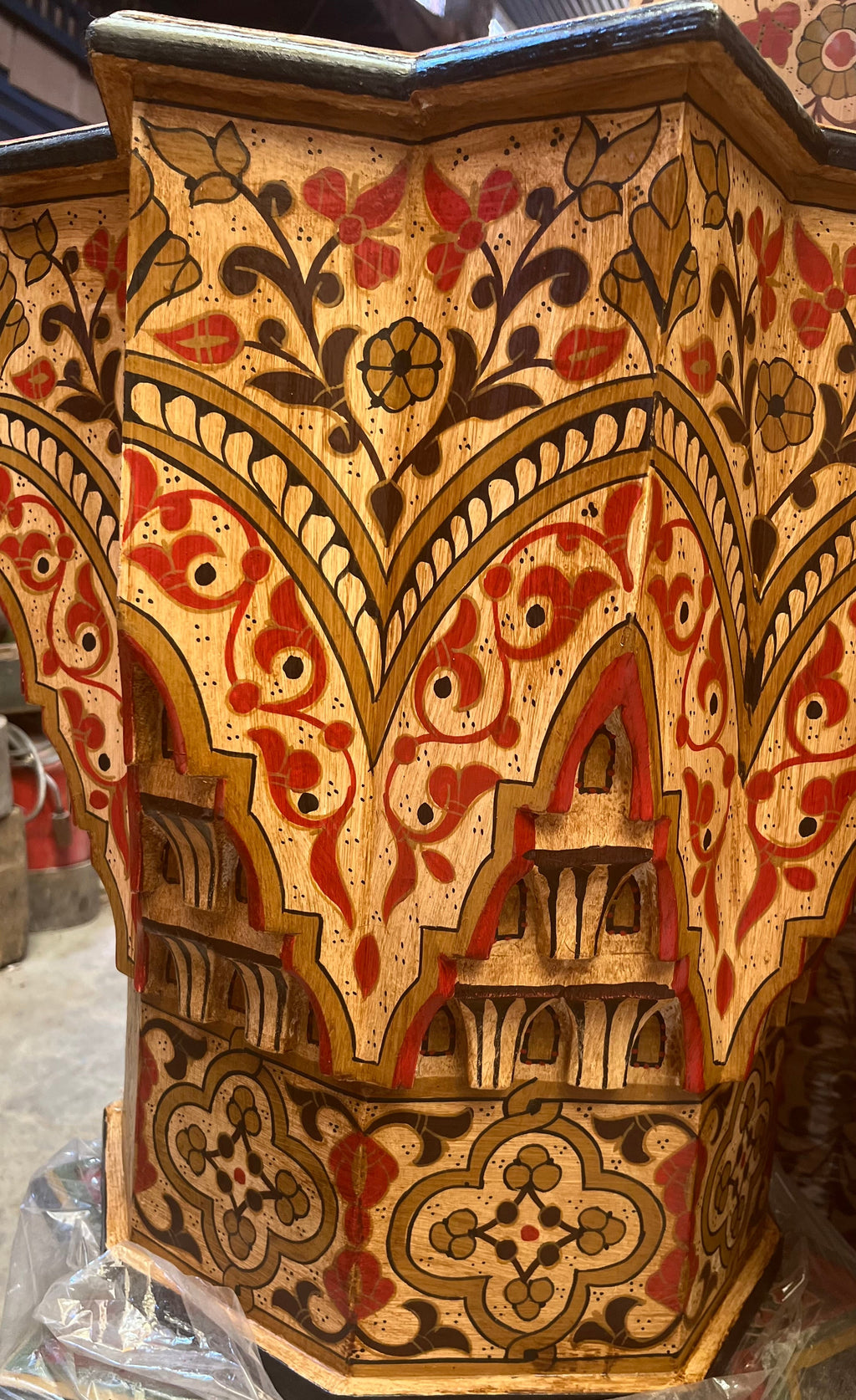 Hand-Painted Moroccan Side Table, Oriental Accent Table, Solid Wood, Handmade Boho Decor