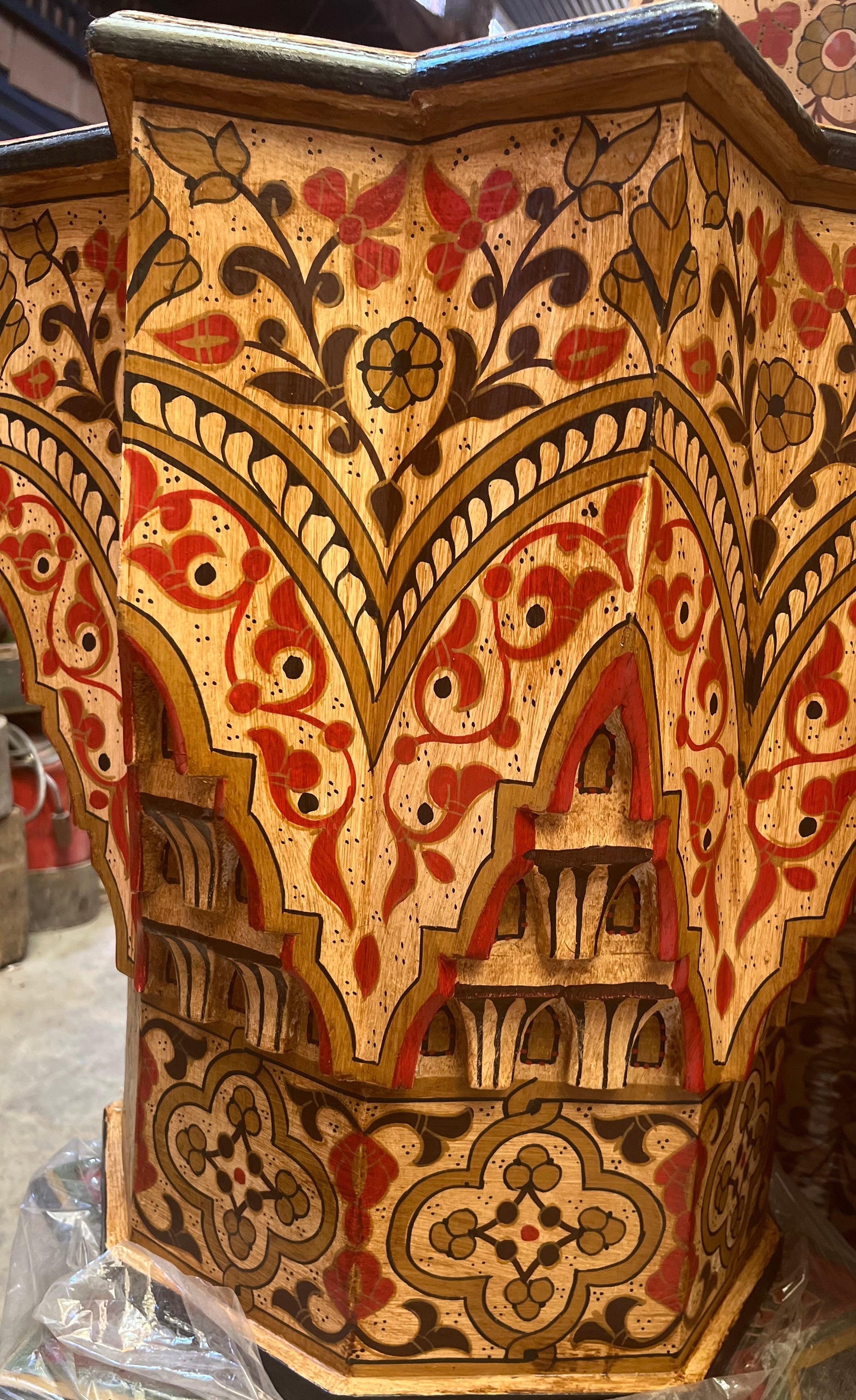 Hand-Painted Moroccan Side Table, Oriental Accent Table, Solid Wood, Handmade Boho Decor