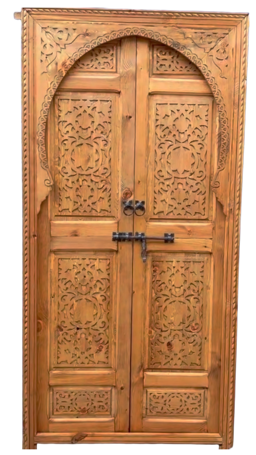 Hand-Carved Moroccan Cedar Wood Door – Arched Rustic Entryway, Statement Home Decor