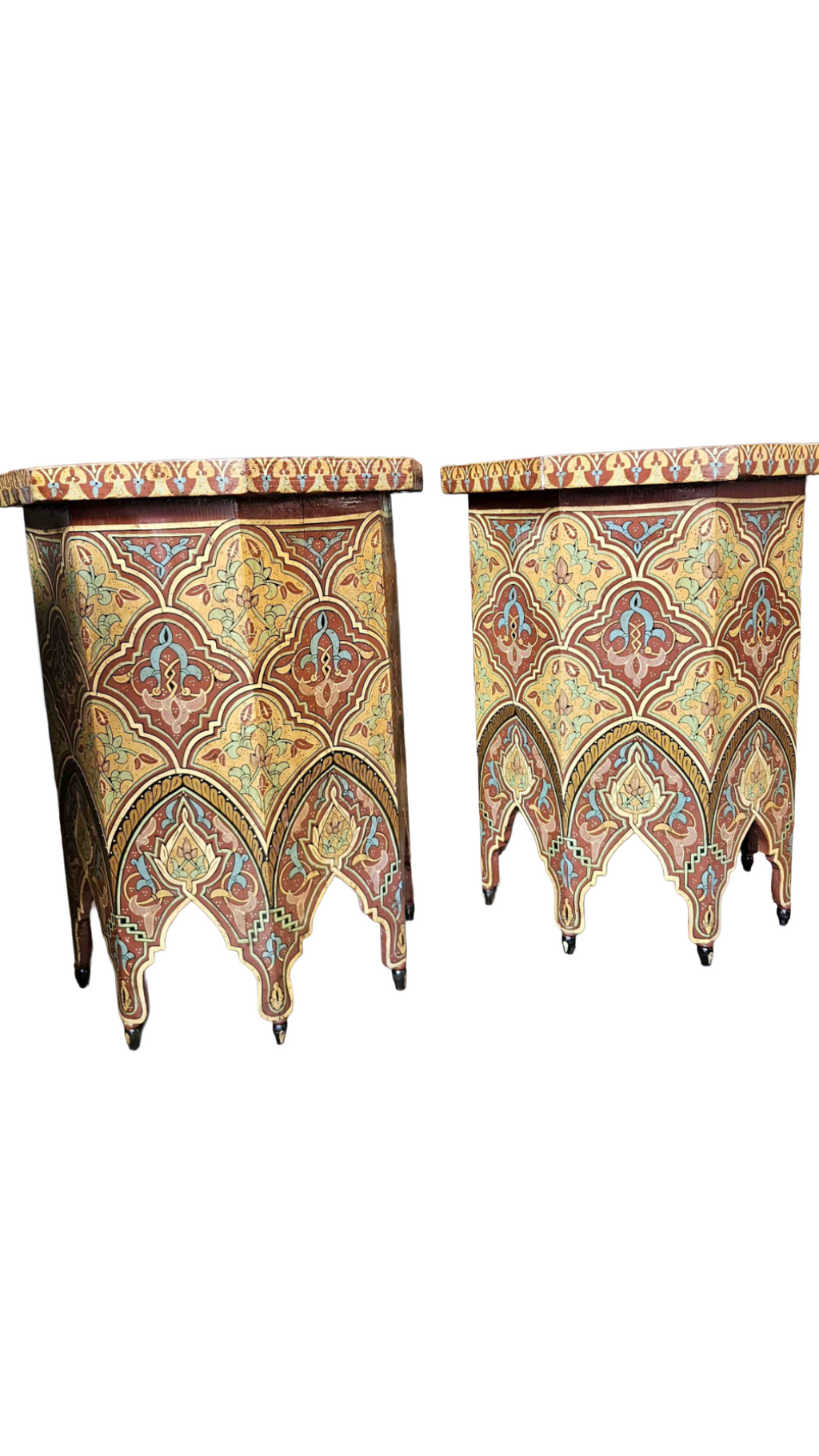 Hand-Painted Moroccan Side Table, Oriental Accent Table, Solid Wood, Handmade Boho Decor