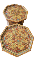 Hand-Painted Moroccan Side Table, Oriental Accent Table, Solid Wood, Handmade Boho Decor