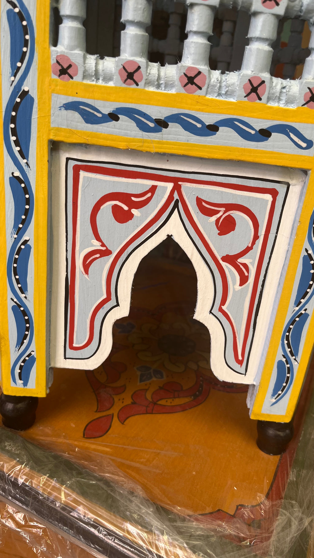 Hand-Painted Moroccan Side Table, Oriental Accent Table, Solid Wood, Handmade Boho Decor