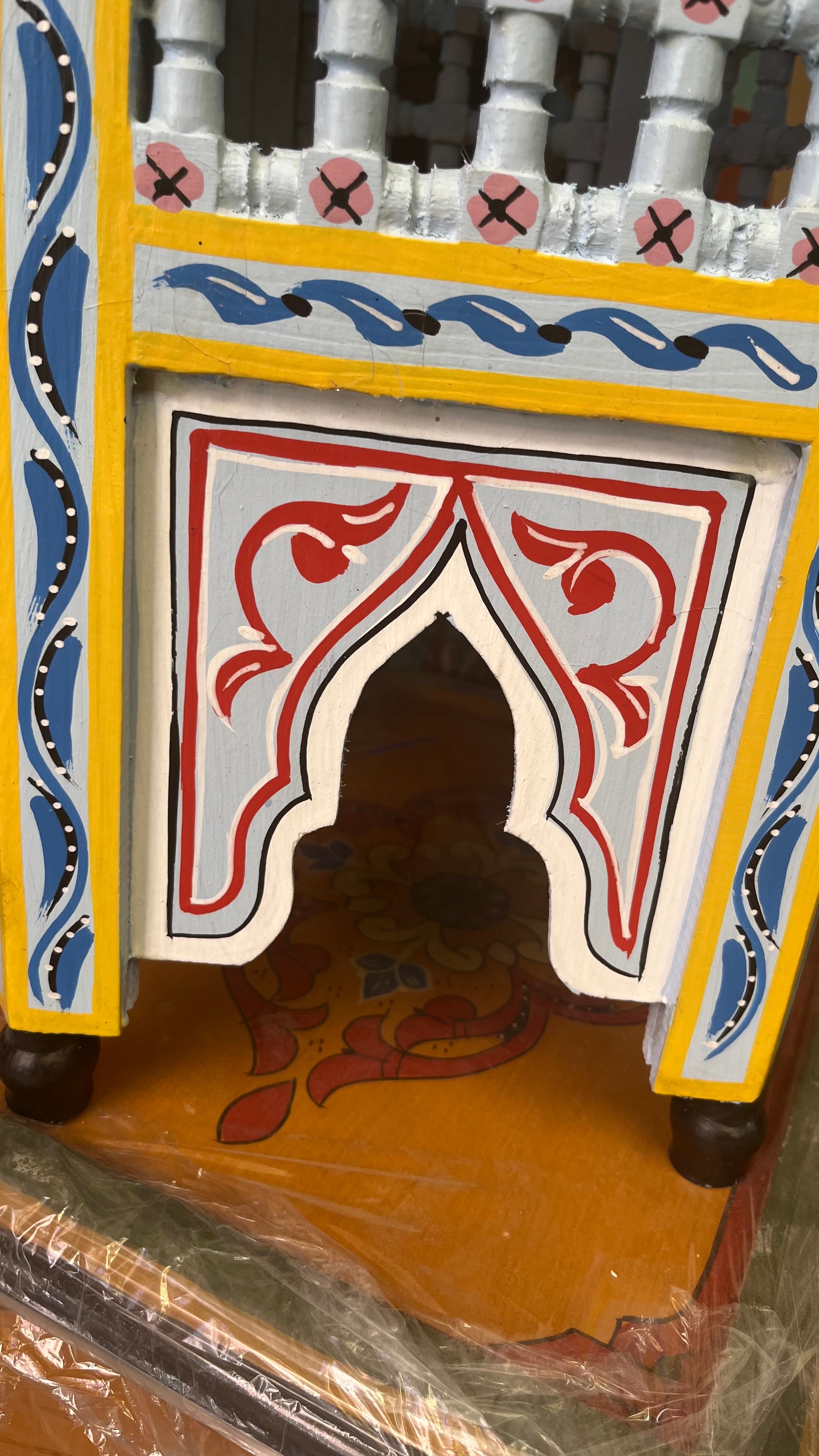 Hand-Painted Moroccan Side Table, Oriental Accent Table, Solid Wood, Handmade Boho Decor