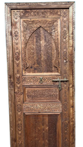 Hand-Carved Moroccan Cedar Wood Door – Arched Rustic Entryway, Statement Home Decor