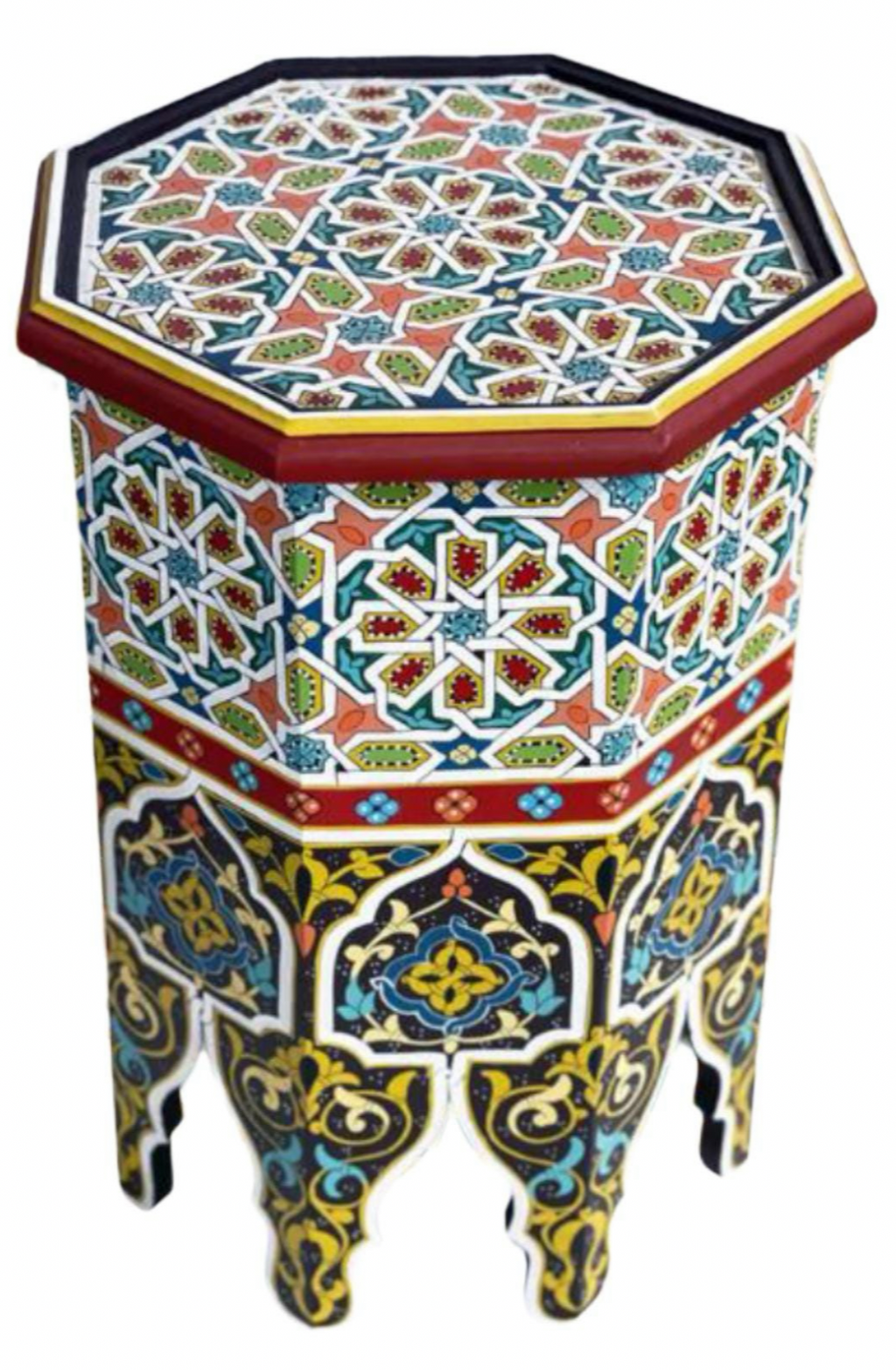 Hand-Painted Moroccan Side Table, Oriental Accent Table, Solid Wood, Handmade Boho Decor