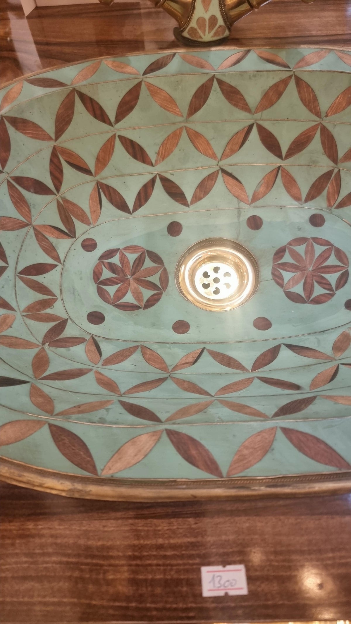 Handmade Moroccan Brass and Colorful Resin Vessel Sink – Luxury Artisan Bathroom Washbasin