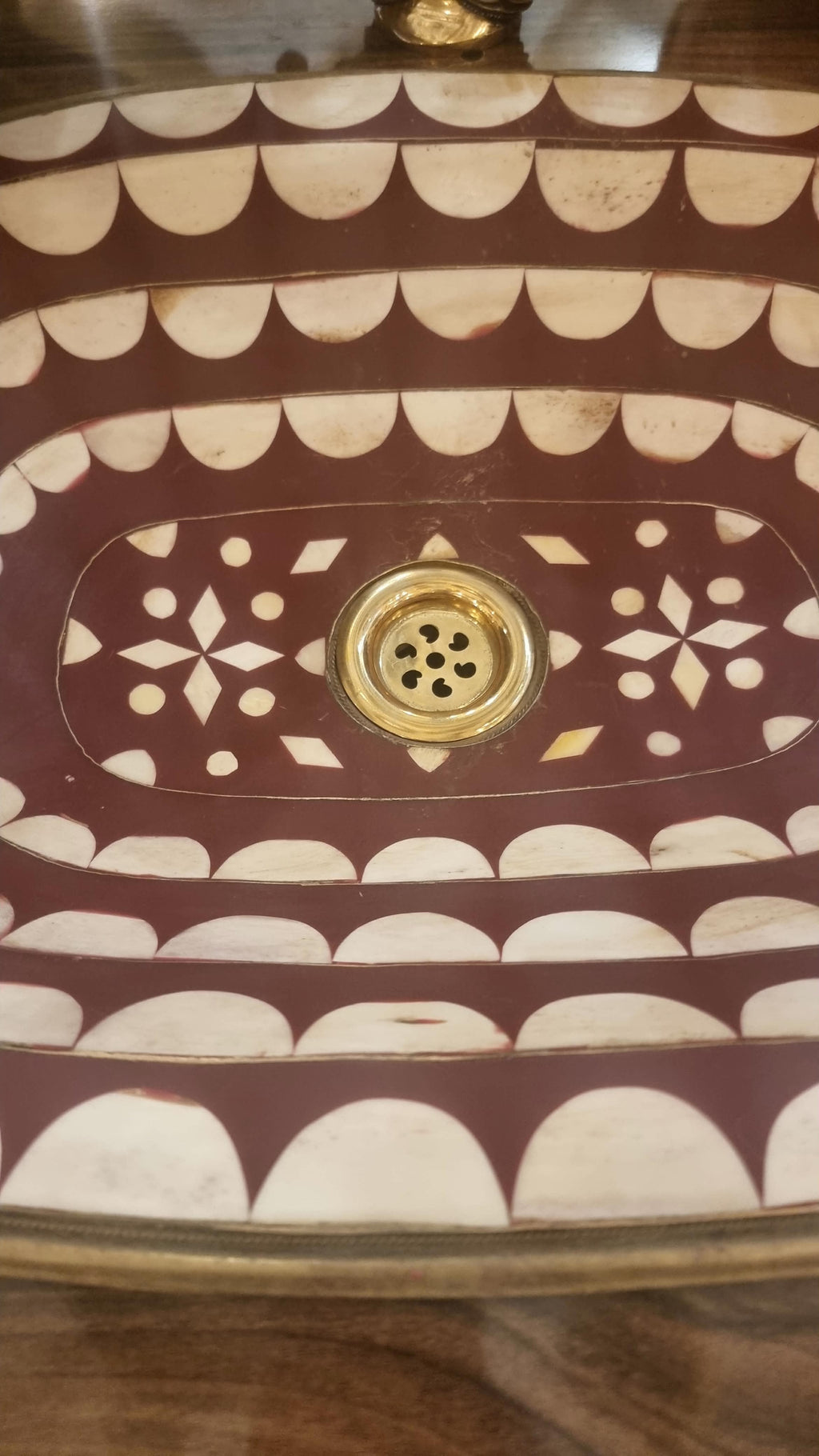 Luxury Moroccan Brass and Resin Vessel Sink – Handmade Decorative Bathroom Basin