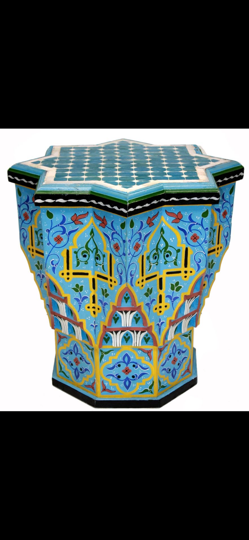 Hand-painted Moroccan side table, oriental side table, solid wood, handmade bohemian decor