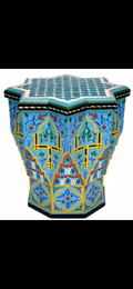 Hand-painted Moroccan side table, oriental side table, solid wood, handmade bohemian decor