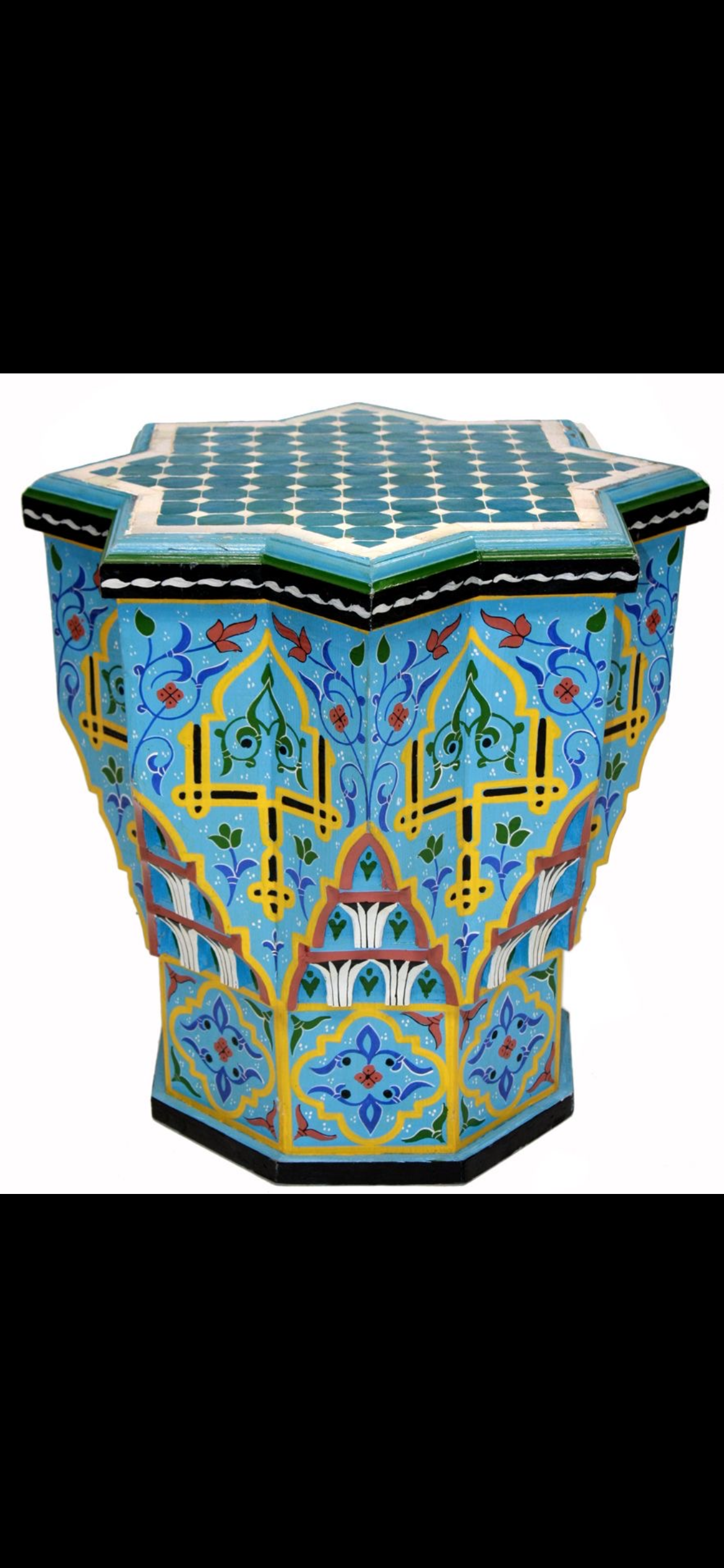 Hand-painted Moroccan side table, oriental side table, solid wood, handmade bohemian decor