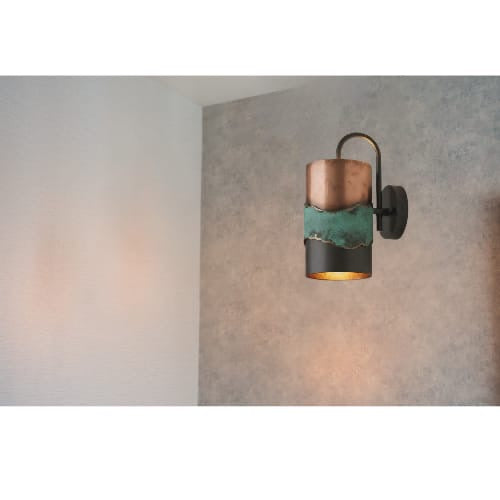 Handmade Copper Wall Sconce Light – Rustic Patina Brass Wall Lamp – Modern Industrial Lighting – Artisan Metal Wall Fixture