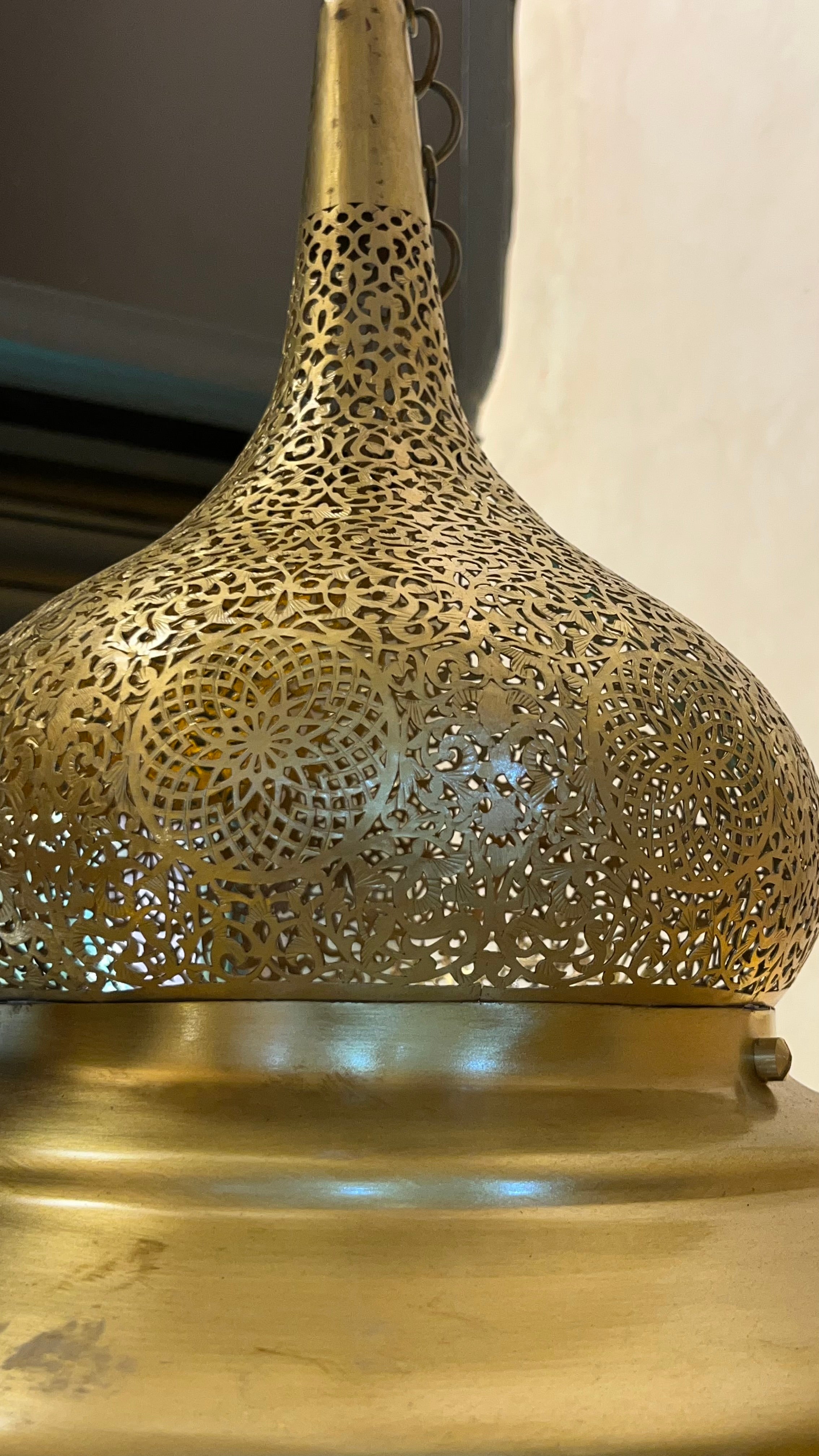 Handmade Moroccan Brass Floor Lamp – Large Pierced Brass Lantern – Bohemian Arabic Lighting – Luxury Home Decor – Artisan Metal Lamp