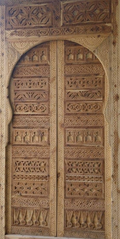 Hand-Carved Moroccan Cedar Wood Door – Arched Rustic Entryway, Statement Home Decor
