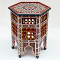 Hand-Painted Moroccan Side Table, Oriental Accent Table, Solid Wood, Handmade Boho Decor