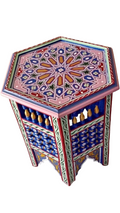 Hand-Painted Moroccan Side Table, Oriental Accent Table, Solid Wood, Handmade Boho Decor