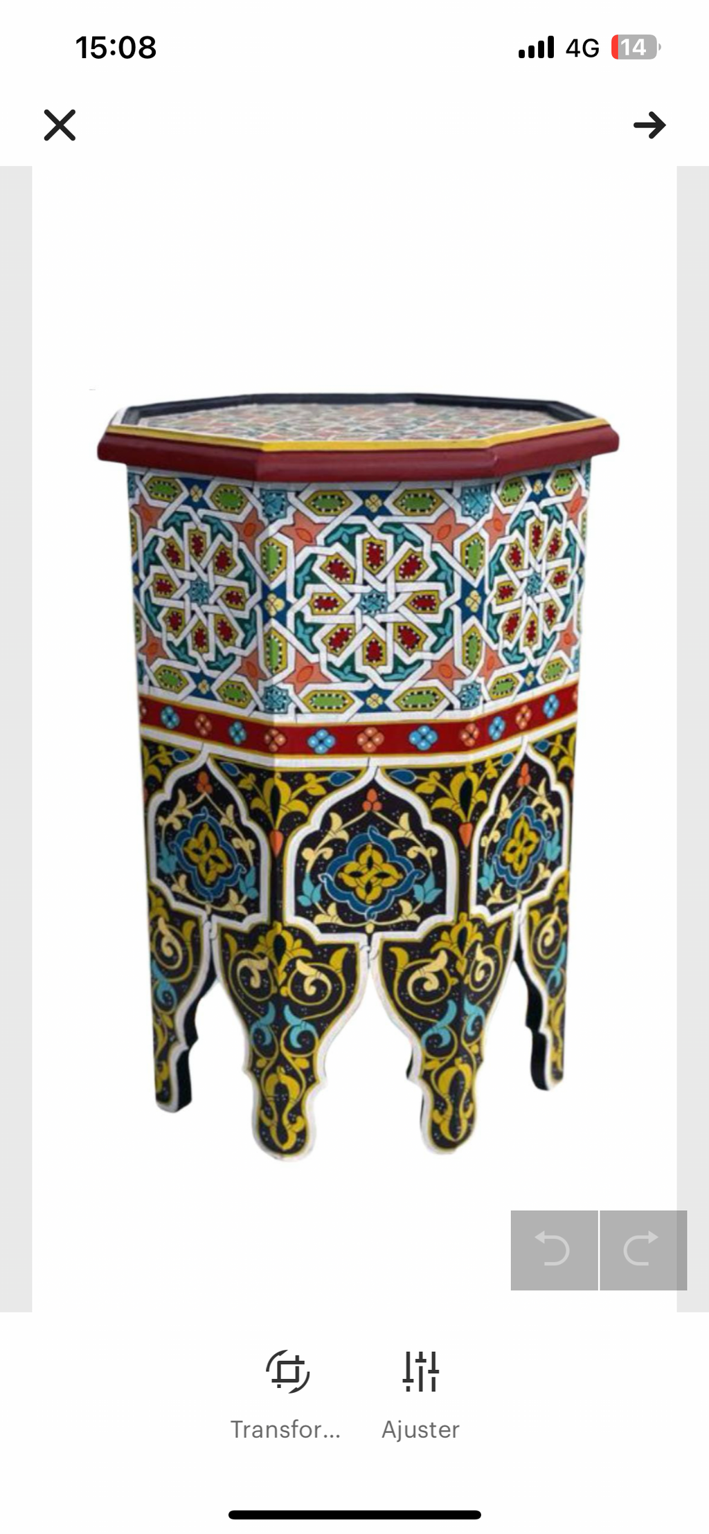 Hand-Painted Moroccan Side Table, Oriental Accent Table, Solid Wood, Handmade Boho Decor
