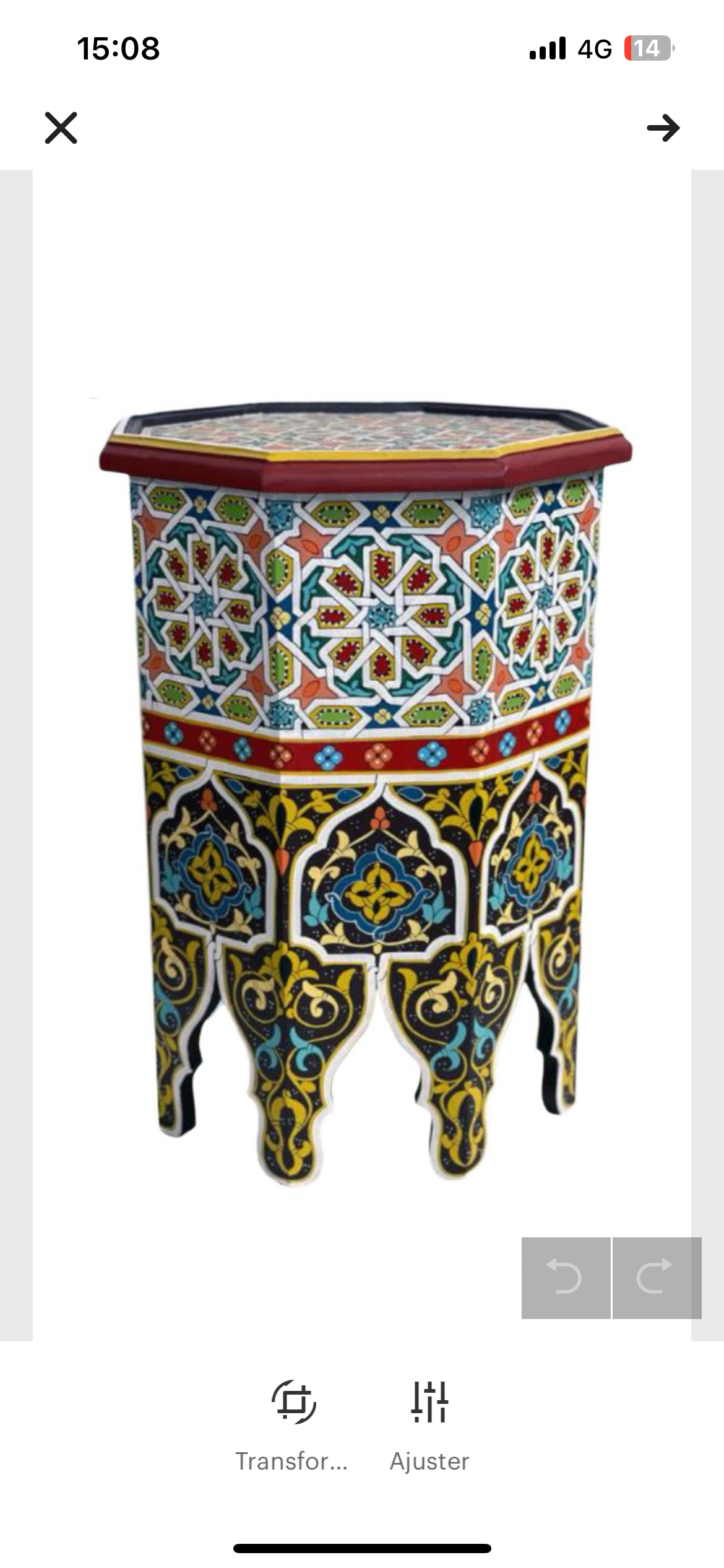 Hand-Painted Moroccan Side Table, Oriental Accent Table, Solid Wood, Handmade Boho Decor
