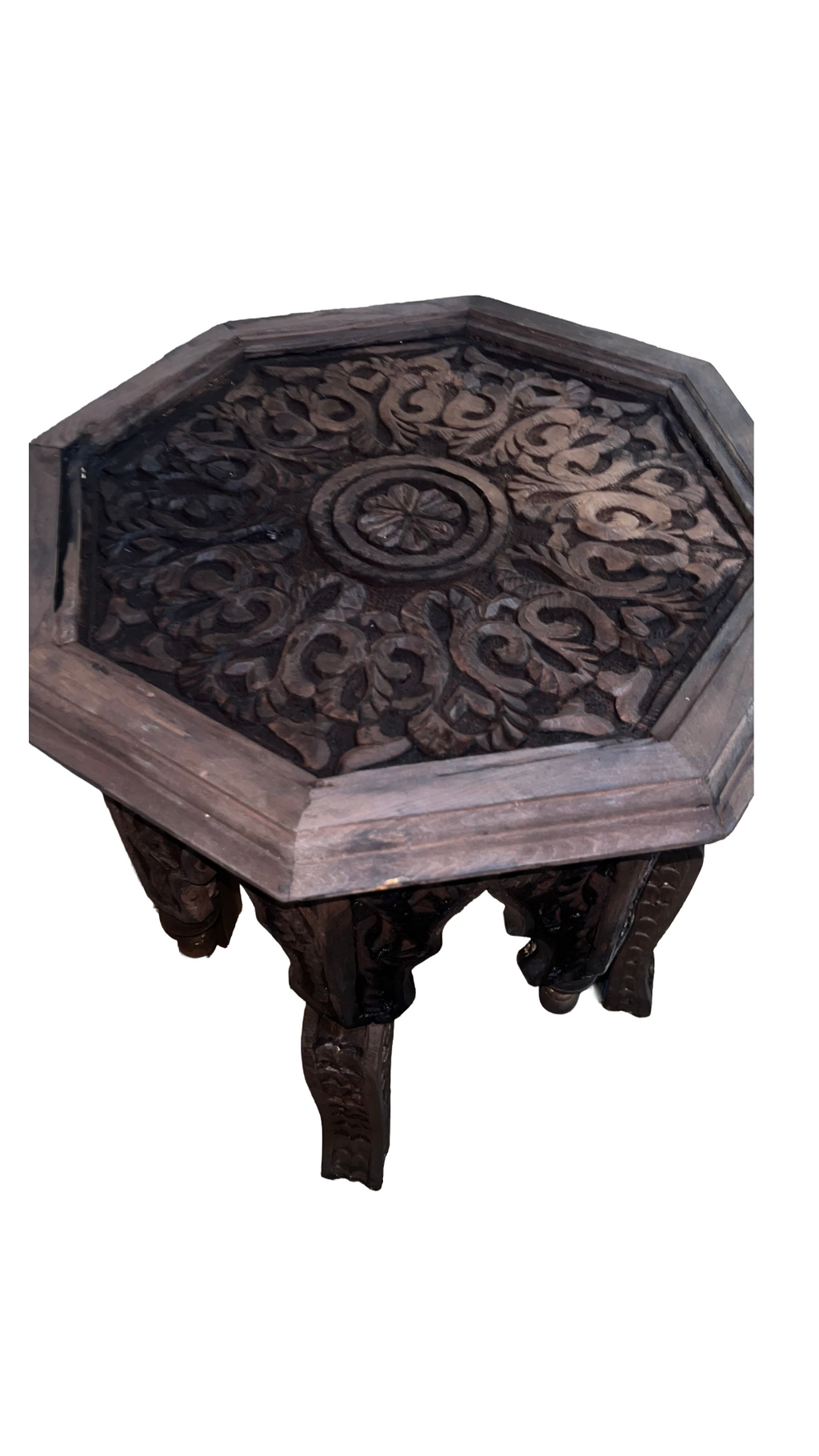 Hand-Painted Moroccan Side Table, Oriental Accent Table, Solid Wood, Handmade Boho Decor