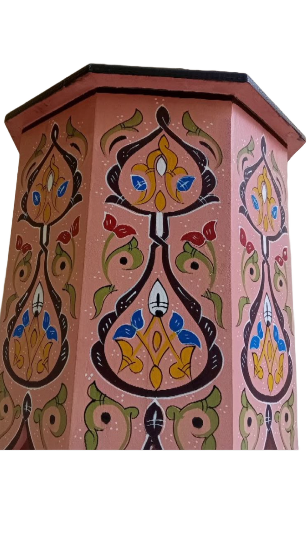 Hand-Painted Moroccan Side Table, Oriental Accent Table, Solid Wood, Handmade Boho Decor