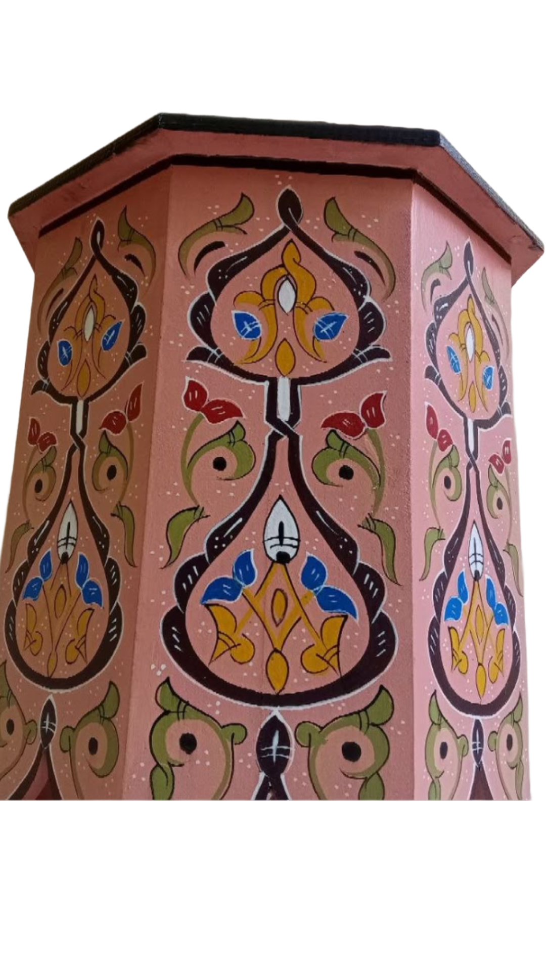 Hand-Painted Moroccan Side Table, Oriental Accent Table, Solid Wood, Handmade Boho Decor