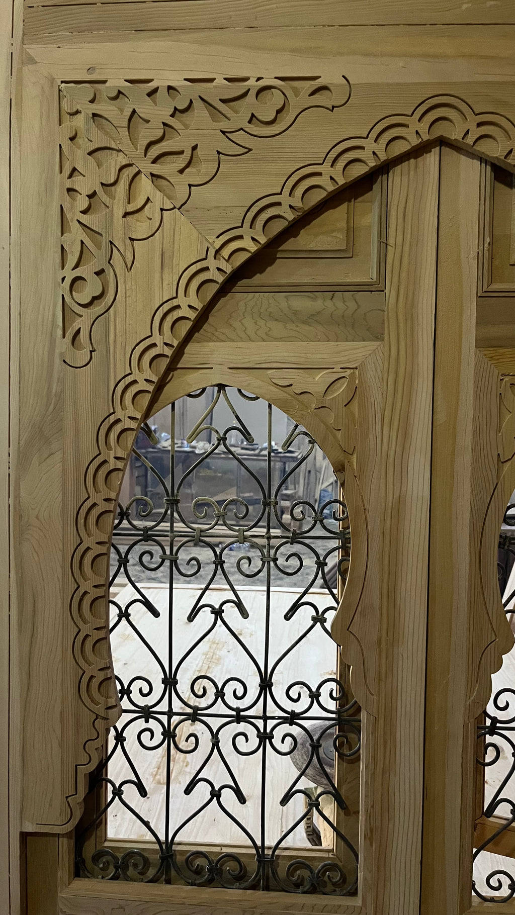 Hand-Carved Moroccan Cedar Wood Door – Arched Rustic Entryway, Statement Home Decor