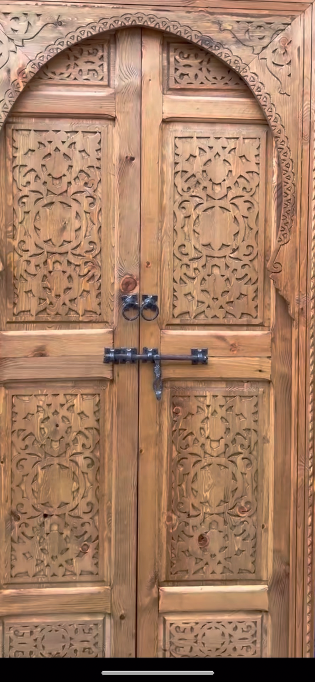 Hand-Carved Moroccan Cedar Wood Door – Arched Rustic Entryway, Statement Home Decor