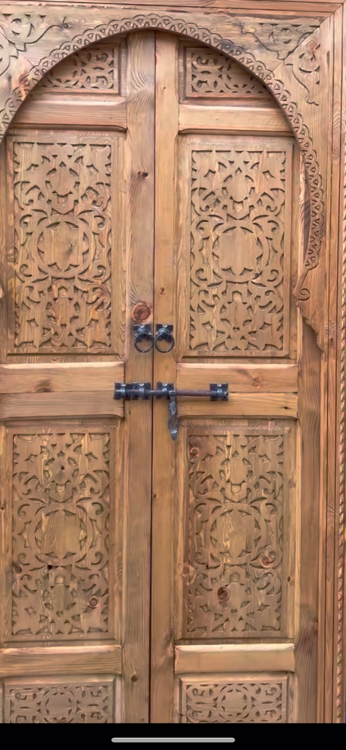 Hand-Carved Moroccan Cedar Wood Door – Arched Rustic Entryway, Statement Home Decor