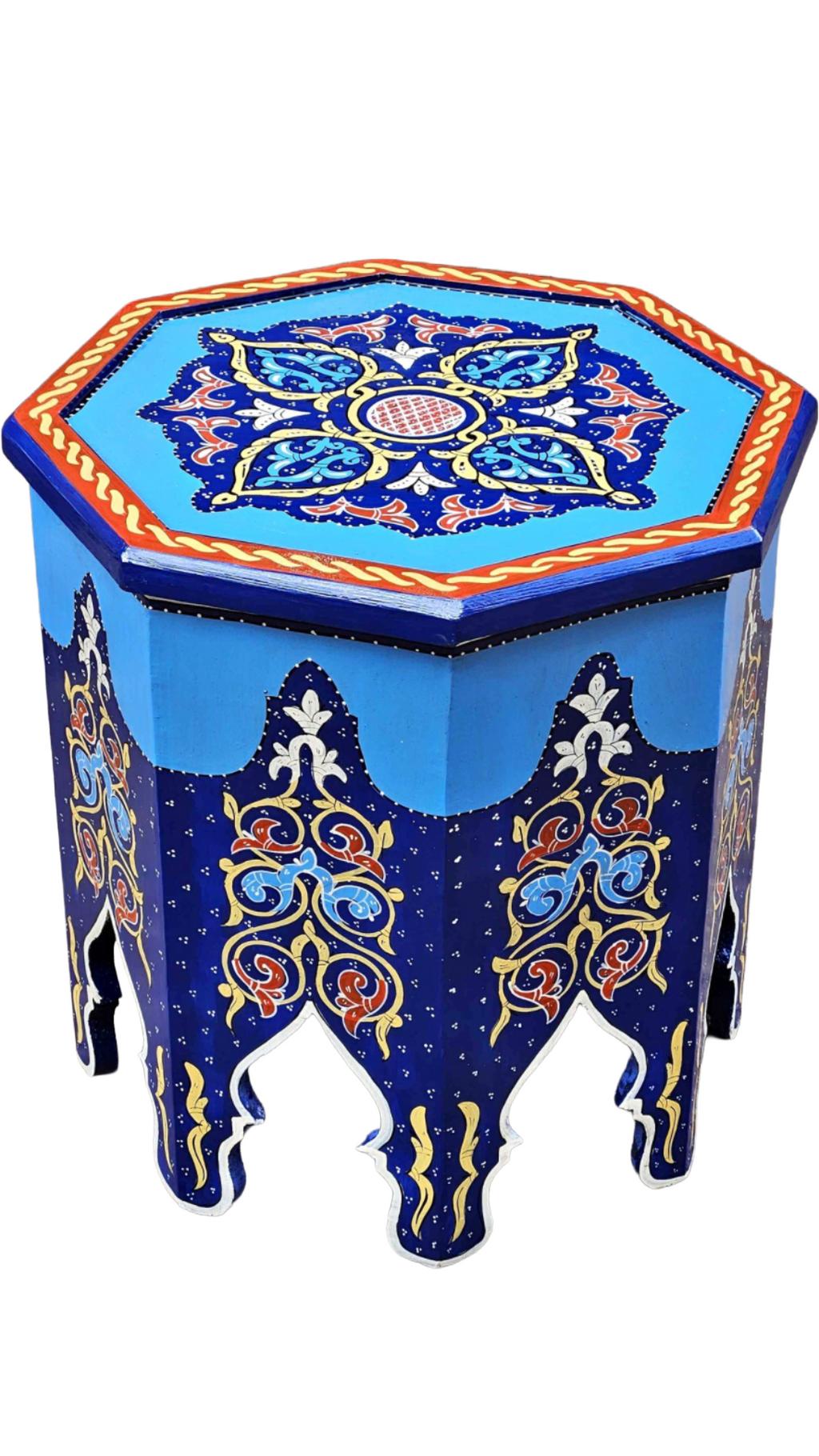 Hand-painted Moroccan side table, oriental side table, solid wood, handmade bohemian decor