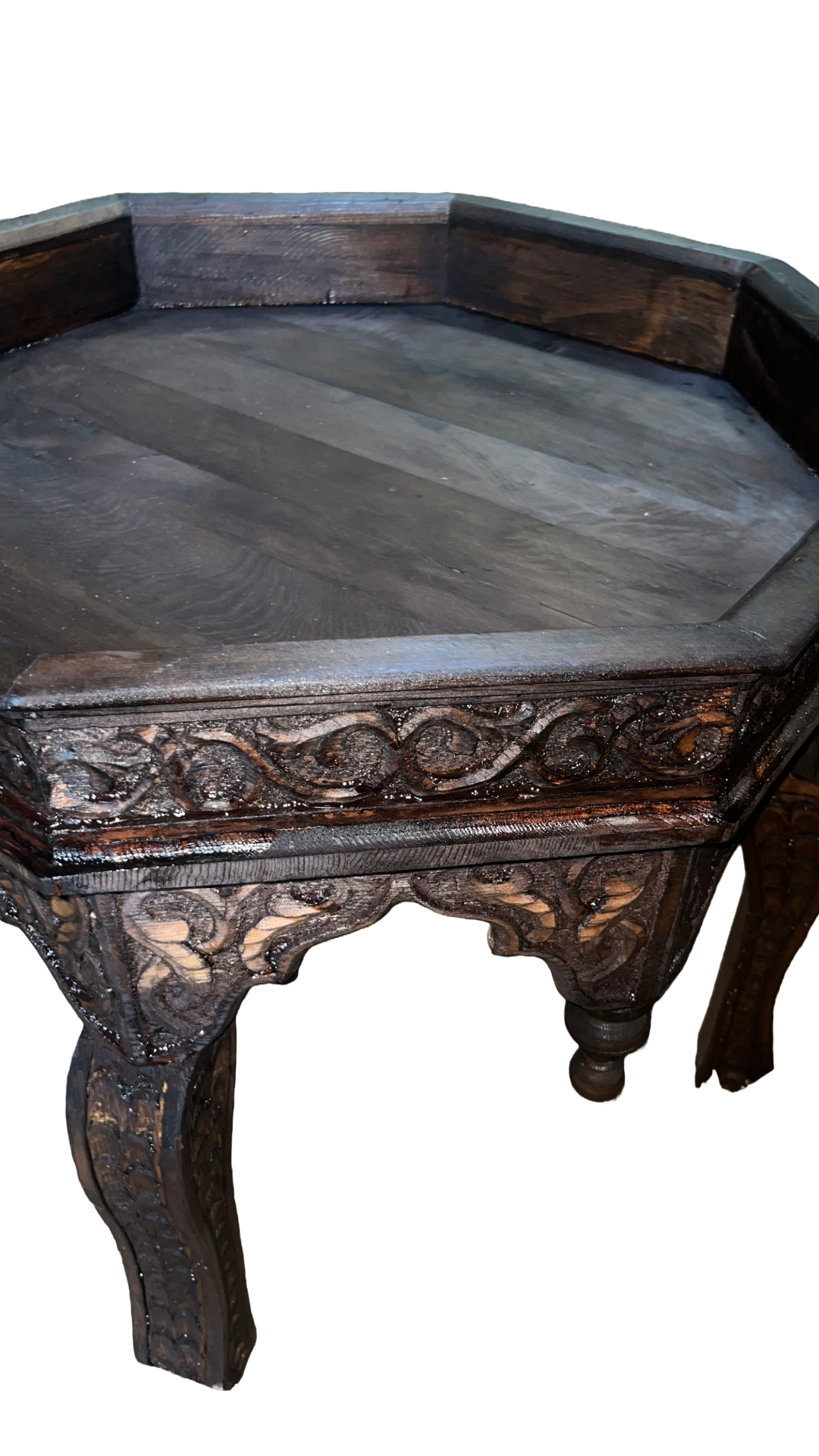 Hand-Painted Moroccan Side Table, Oriental Accent Table, Solid Wood, Handmade Boho Decor