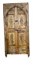 Hand-Carved Moroccan Cedar Wood Door – Arched Rustic Entryway, Statement Home Decor