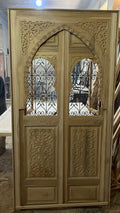 Hand-Carved Moroccan Cedar Wood Door – Arched Rustic Entryway, Statement Home Decor