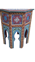 Hand-Painted Moroccan Side Table, Oriental Accent Table, Solid Wood, Handmade Boho Decor