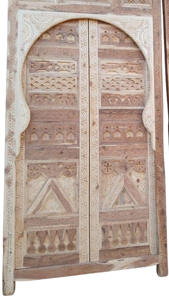 Hand-Carved Moroccan Cedar Wood Door – Arched Rustic Entryway, Statement Home Decor (Copie)