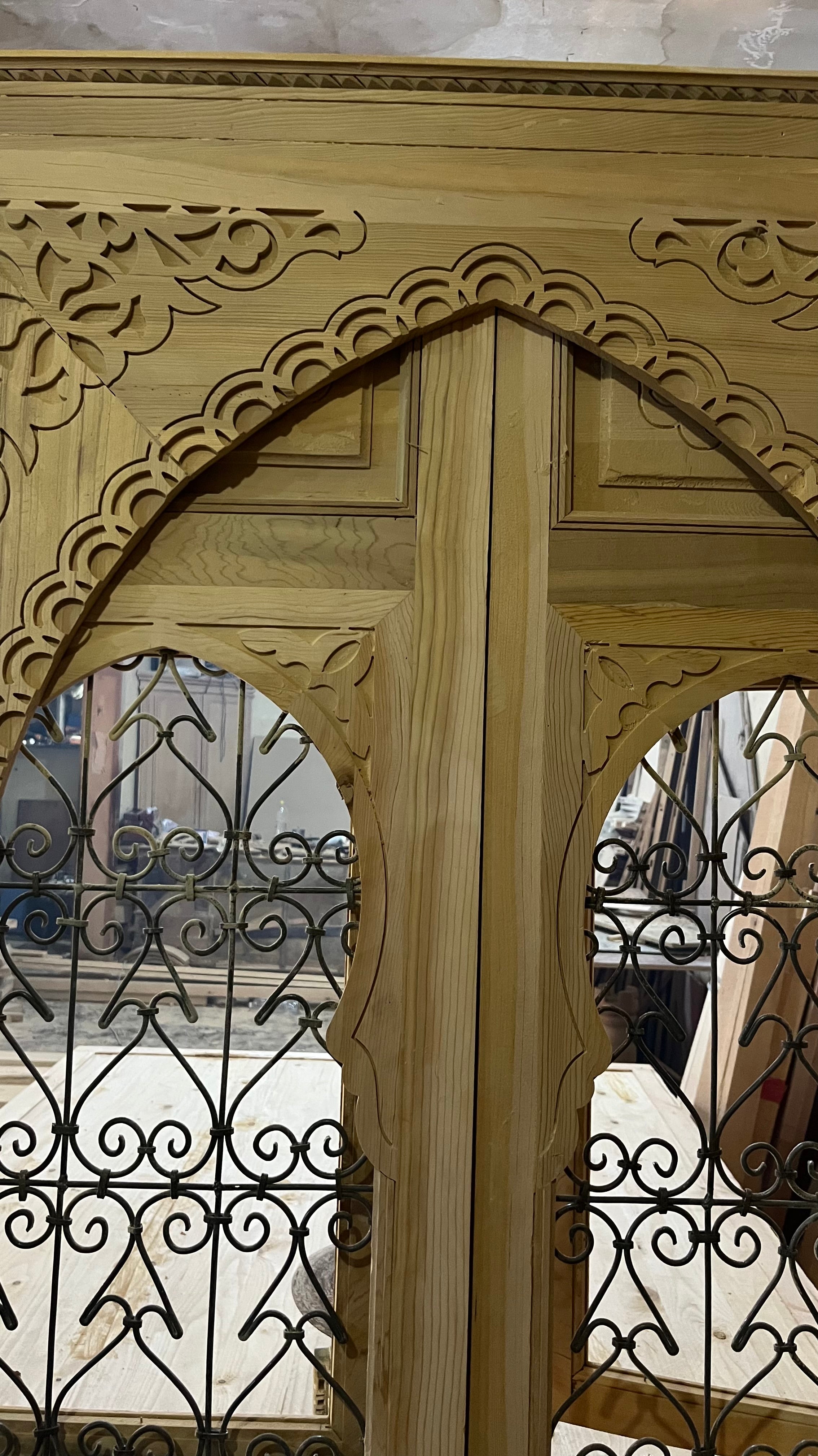 Hand-Carved Moroccan Cedar Wood Door – Arched Rustic Entryway, Statement Home Decor