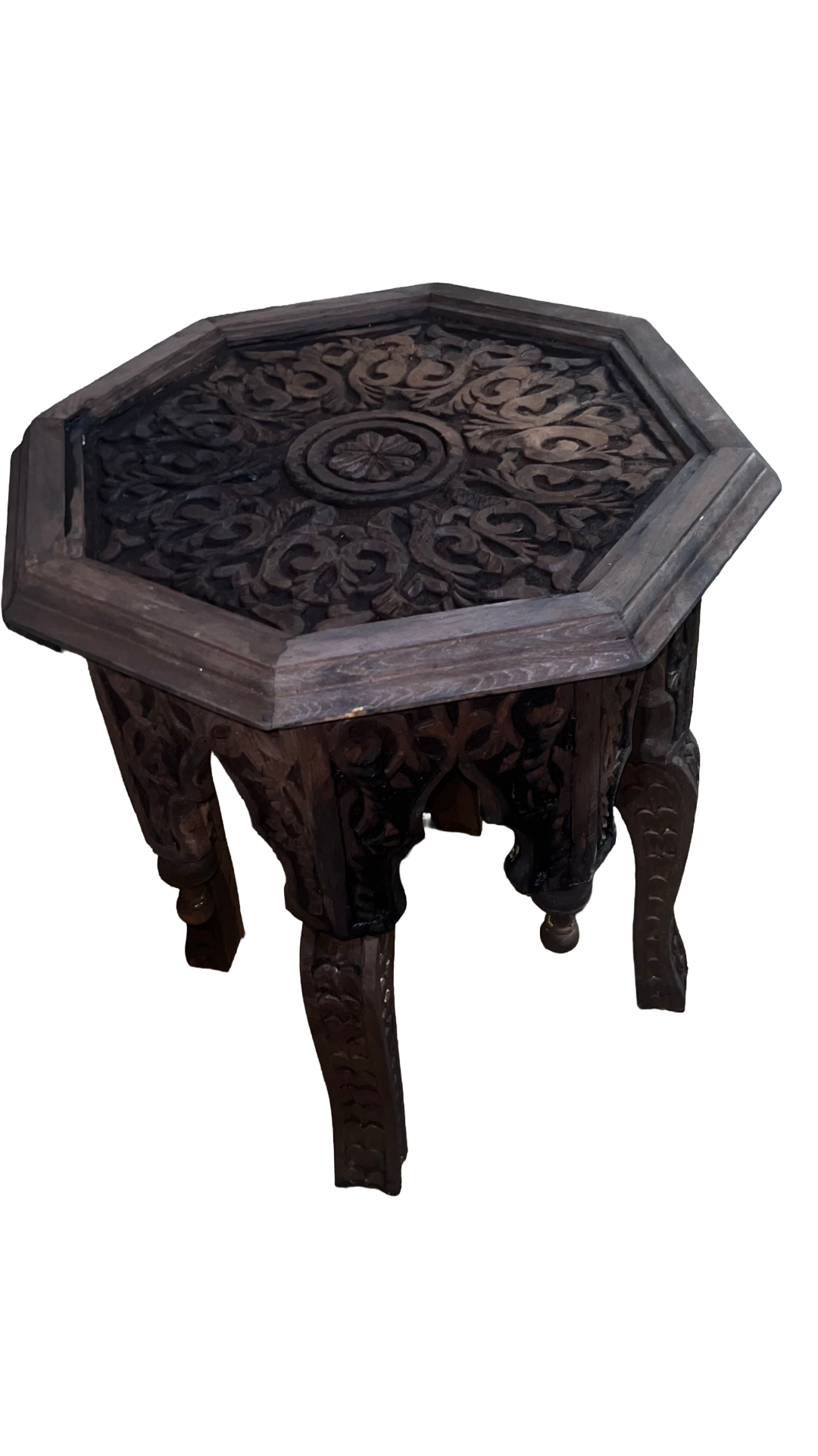 Hand-Painted Moroccan Side Table, Oriental Accent Table, Solid Wood, Handmade Boho Decor