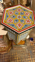 Hand-Painted Moroccan Side Table, Oriental Accent Table, Solid Wood, Handmade Boho Decor
