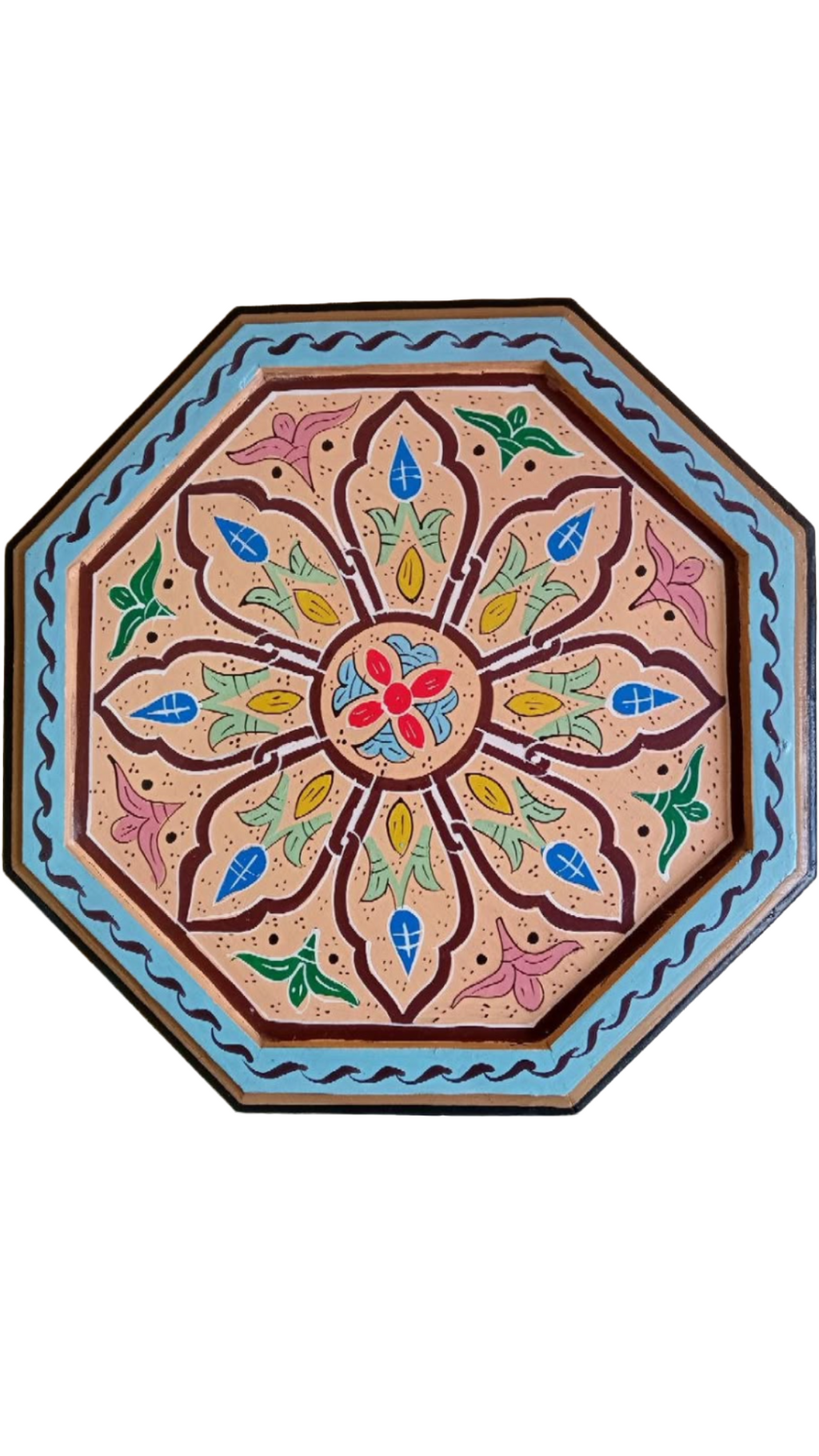 Hand-Painted Moroccan Side Table, Oriental Accent Table, Solid Wood, Handmade Boho Decor