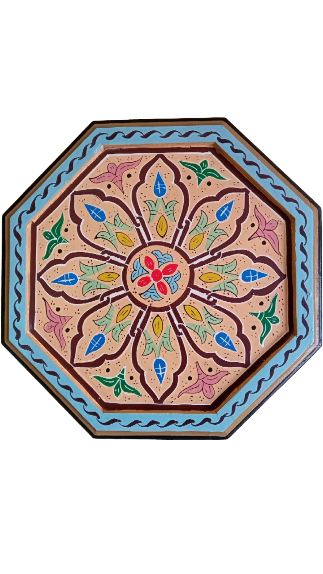 Hand-Painted Moroccan Side Table, Oriental Accent Table, Solid Wood, Handmade Boho Decor