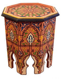 Hand-Painted Moroccan Side Table, Oriental Accent Table, Solid Wood, Handmade Boho Decor