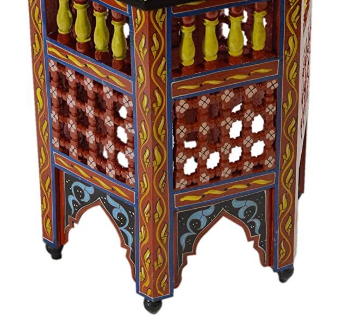Hand-Painted Moroccan Side Table, Oriental Accent Table, Solid Wood, Handmade Boho Decor